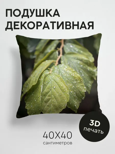 365home Подушка декоративная, 40x40см Макро ветка листья