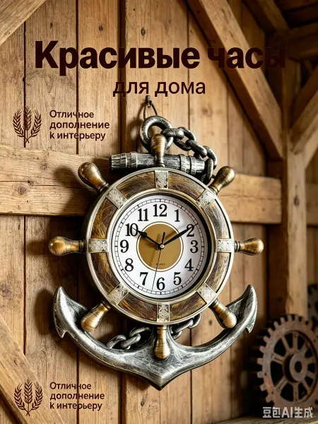BellHome Настенные часы в морском стиле, якорь