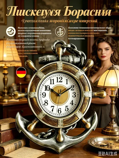 ХроноВайб Морские кварцевые часы, декор гостиной