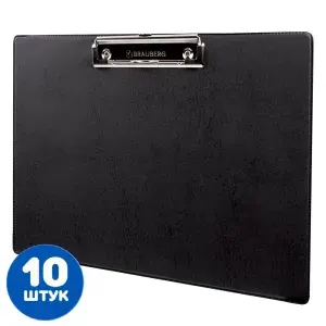 Доска-планшет ГОРИЗОНТАЛЬНАЯ (318х228 мм), А4, с прижимом, картон/ПВХ, ЧЕРНАЯ (10 штук)
