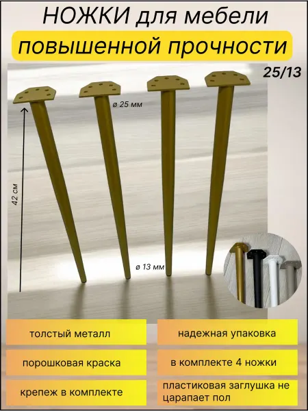 Ножки для мебели 25 13 золото