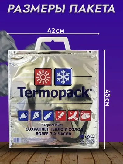 Термопакет для продуктов, термосумка на 15 литров + аккумулятор холода