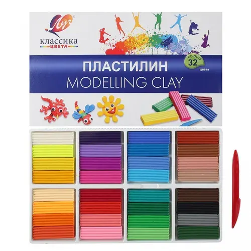 Пластилин 32цв "Классика" 640гр., со стеком