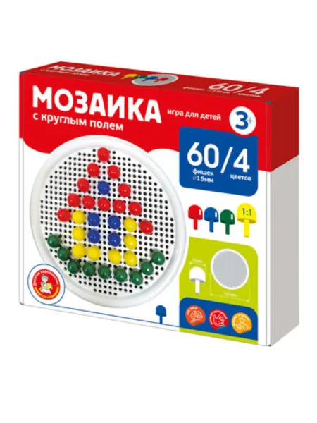 ДЕСЯТОЕ КОРОЛЕВСТВО Мозаика детская от 3 лет 4 цвета 60 деталей