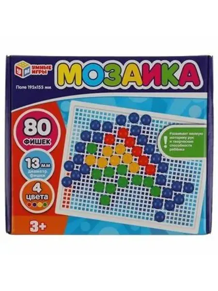 Мозаика пластиковая 80 фишек 4 цвета