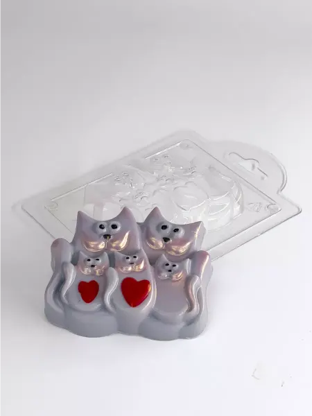 AnyMolds Семья котиков форма для мыла пластиковая