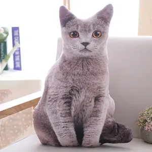 Мягкая игрушка серый кот плюшевая 3D 32см реалистичная для детей и взрослых