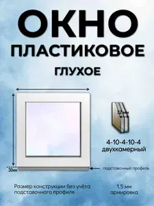 Пластиковое окно глухое 400*450 (ШхВ), двухкамерный стеклопакет (32 мм)