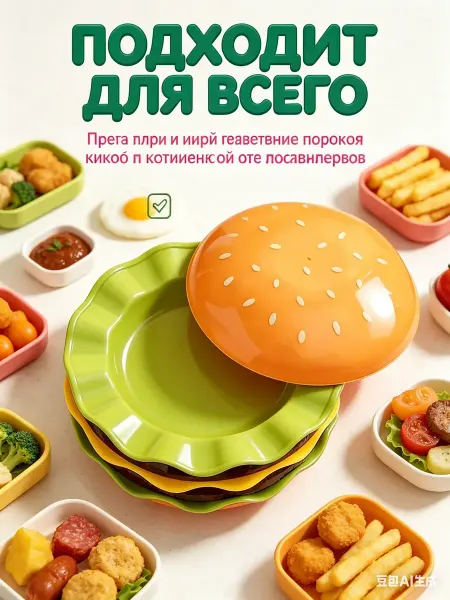 Albeta Набор пластиковых тарелок 7 шт, Форма бургера