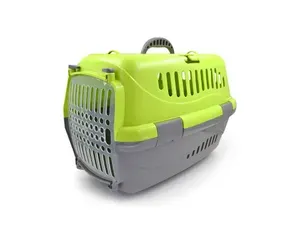 Переноска для животных Zooexpress Турне M с прозрачной пластиковой дверцей 48*32*32 см зеленая