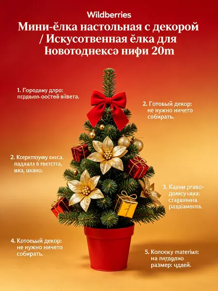 Украшение рабочего стола рождественской елкой