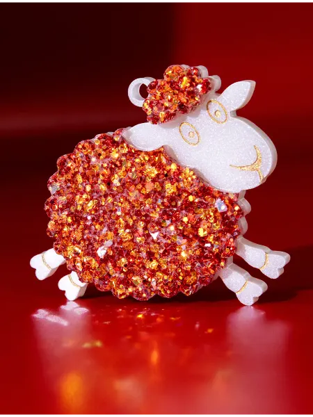 Елочная игрушка Огненная Овечка, кристаллик