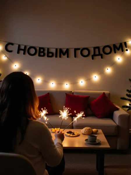 Новогодняя гирлянда деревянная С новым годом!