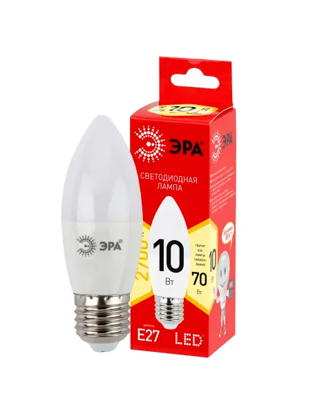 Лампа светодиодная LED B35-10W-827-E27 R 10Вт свеча теплый