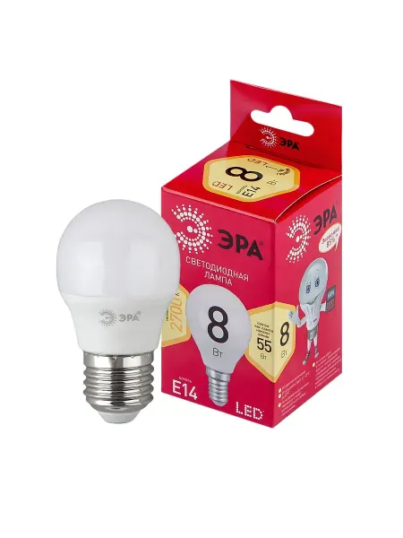 Лампа светодиодная LED P45-8W-827-E14 R 8Вт шар теплый