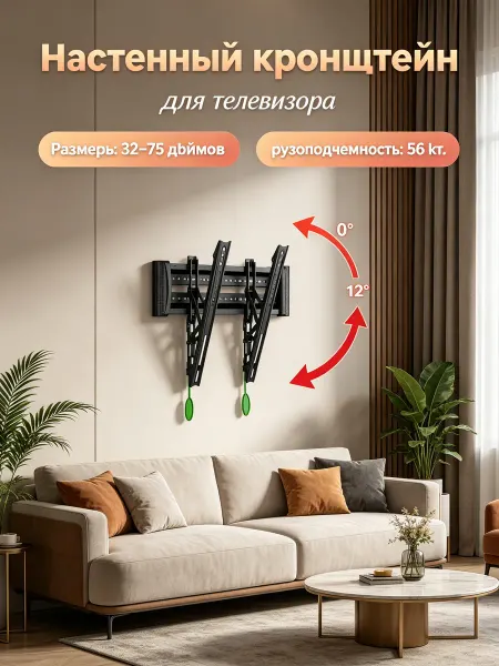 Home Team Кронштейн для телевизора 32-75" настенный прочный
