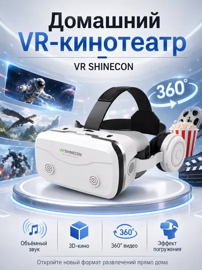 Очки виртуальной реальности VR SHINECON для смартфона со встроенными наушниками