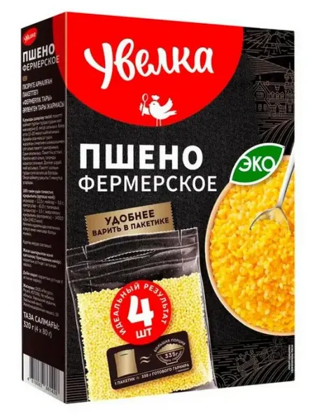 Увелка Пшено фермерское, 4 пакетика, 320 г