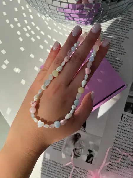 LUNAR JEWELRY Чокер на шею из натуральных камней и жемчуга бусы белые