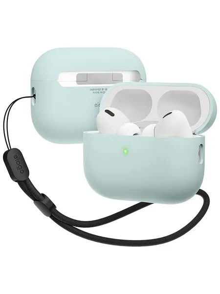 Силиконовый чехол с ремешком для AirPods Pro 2, Elago Liquid case Mint (1 шт)