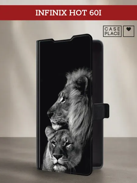 Case Place Чехол-книжка на Infinix Hot 60i лев