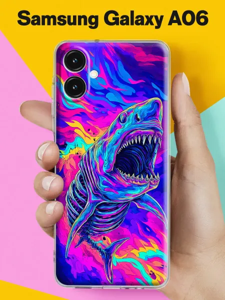 Samsung Чехол на A06 с принтом Неоновая акула