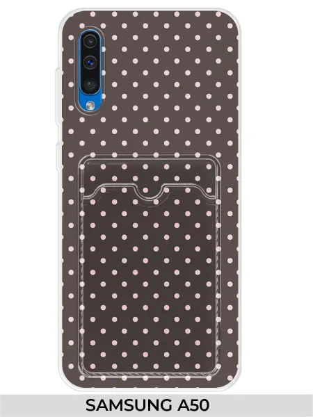 NOOTO Чехол с карманом на Samsung A50 (для Самсунг А50) Горошек
