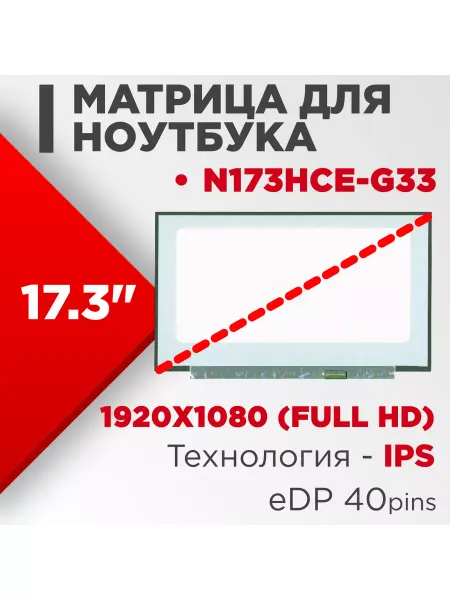 LimEnergy Матрица совместимый pn N173HCE-G33 40pin IPS 17.3 Матовая