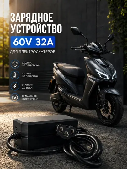 Зарядное устройство для электроскутеров 60V 32A с электронным дисплеем