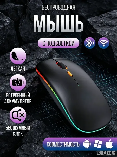 Xiaomi Мышь беспроводная бесшумная с подсветкой