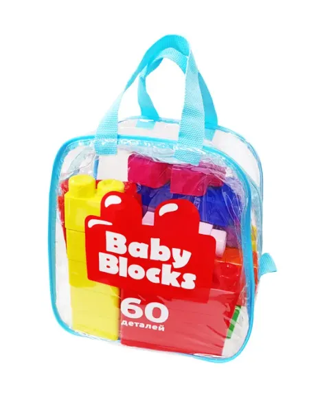 ДЕСЯТОЕ КОРОЛЕВСТВО Конструктор пластиковый "Baby Blocks" 60 дет (сумка)