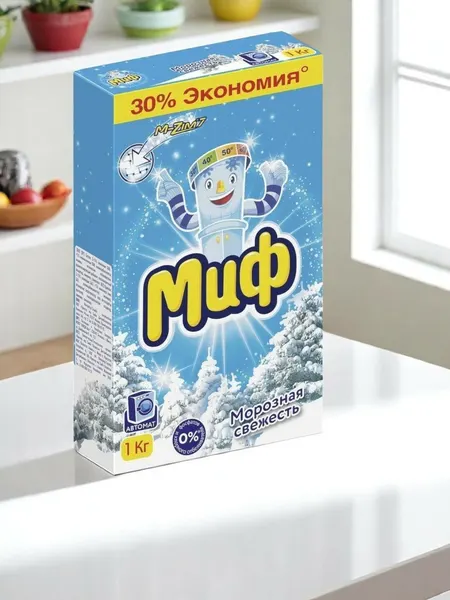 Стиральный порошок "Миф", Аквапудра, для белых тканей, 1 кг, 10 стирок