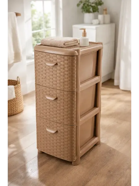 BestHome Комод пластиковый Ротанг узкий