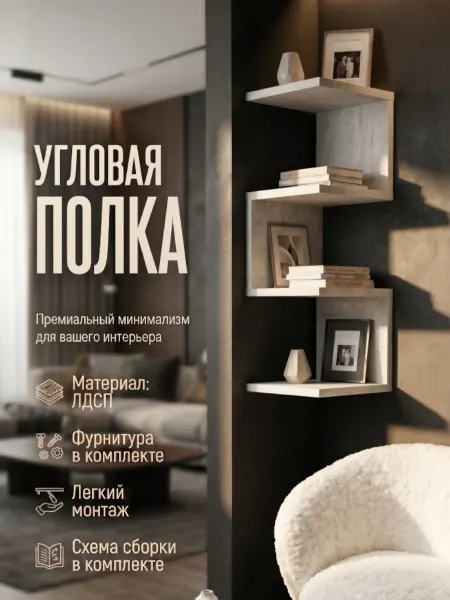 Полка настенная угловая