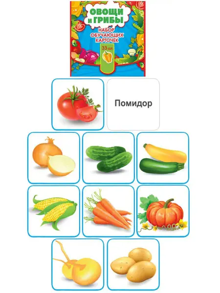 ГК Горчаков набор карточек Овощи и грибы, обучающий, 33 карточки