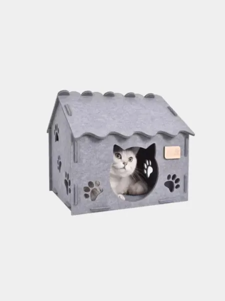 Сборный домик для кошек, 600 г, серого цвета, 40 * 36 * 33 см
