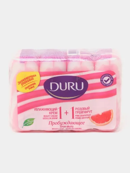 Мыло-крем Duru, увлажняющий крем и розовый грейпфрут, 1 + 1, 80 гр * 4 шт
