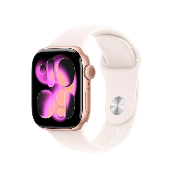 Apple Watch Series 11 GPS, Светлый розовый спортивный ремешок, M/L, 42мм, Rose Gold Aluminium