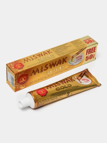 Зубная паста Dabur Miswak Gold, с мисваком, отбеливающая, без фтора, халяль, 170 г