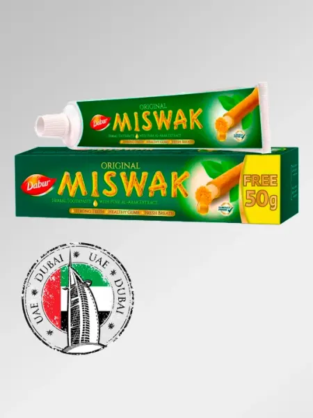 Зубная паста Dabur Miswak, с мисваком, отбеливающая, без фтора, халяль, 75 - 190 гр