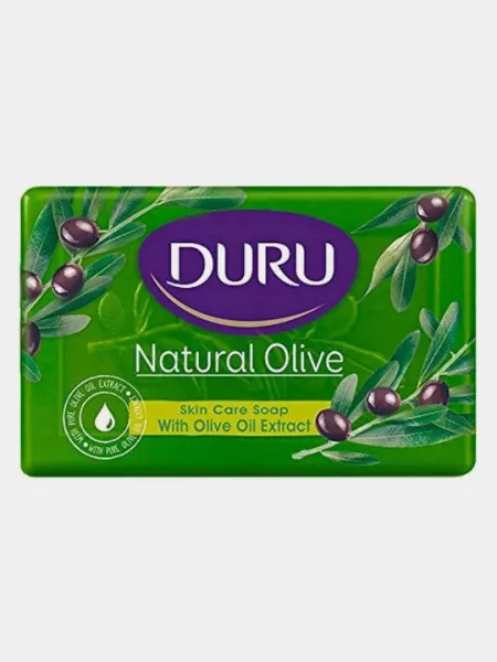 Мыло туалетное DURU Natural, c экстрактом масла и листьями оливки, 150 гр