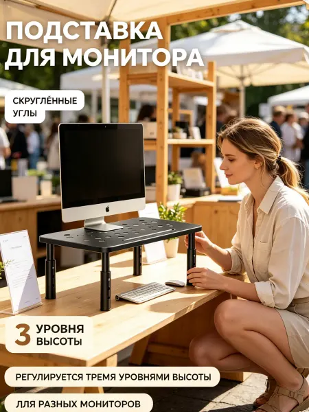 Godoo Подставка под монитор на стол черная устойчивая