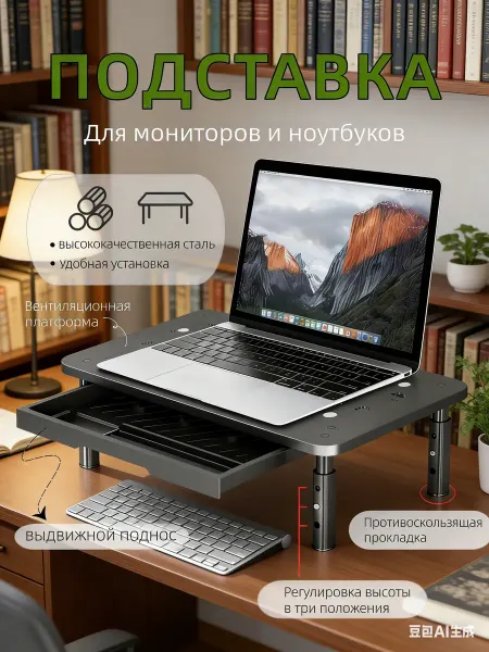 НЮЛЭС Подставка для ноутбука регулируемая, охлаждающая