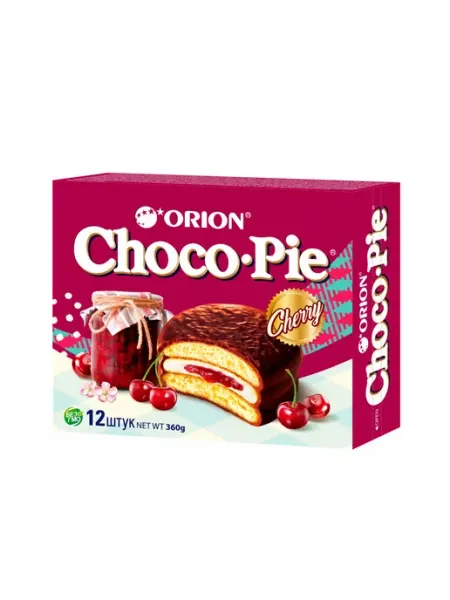 Orion Печенье Choco Pie Cherry, вишневое, 12шт*30г, 1 упаковка