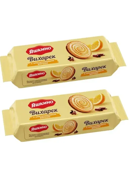 Яшкино Сладости Печенье глазированное со вкусом апельсина Вихарёк,155г, 2 шт