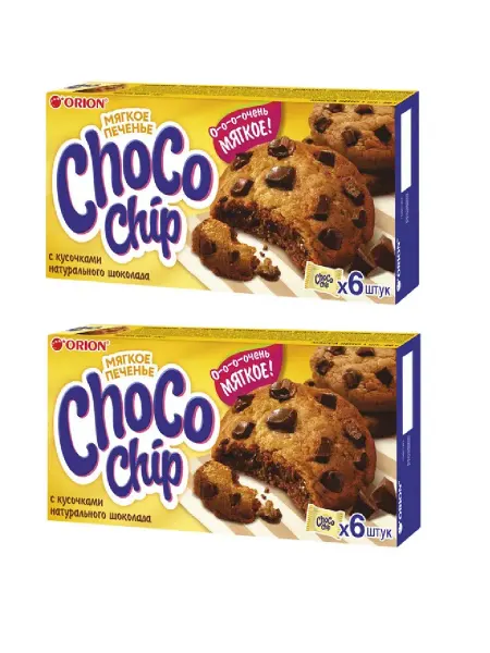 Orion Печенье Choco Chip с темным шоколадом, 6 шт*20 г, 2 уп