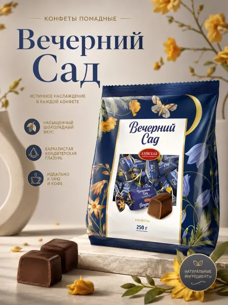 Азовская кондитерская фабрика Конфеты помадные глазированные "Вечерний Сад" 250 г