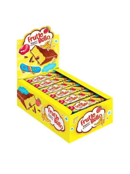 Fruttobello Батончик-суфле Клубника-банан в темном шоколаде, 35г, 18 шт