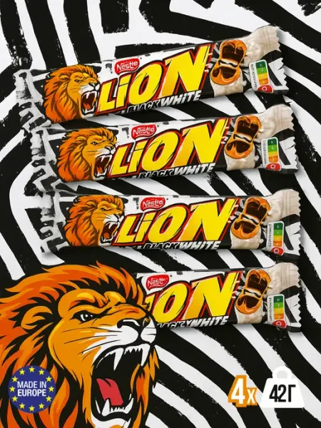 Nestle Батончик Нестле Lion Black & White 42 г x 4шт