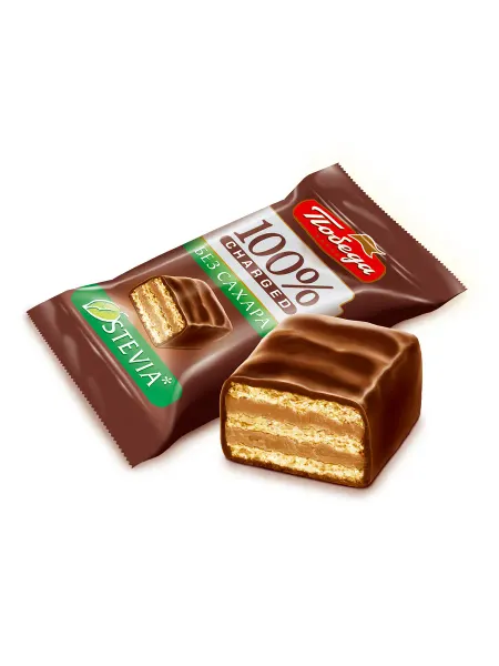 Победа Вкуса Конфеты вафельные в горьком шоколаде без сахара, 500г